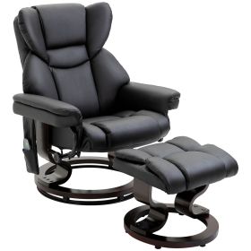 HOMCOM Massage Recliner Chair with Ottoman, 10 Vibration Points, Adjustable Backrest, Remote, Black
