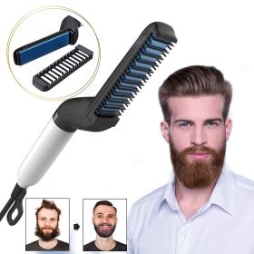 Electric Hair Straightener Brush,Men Quick Beard Straightener Styler Comb,Hair Straightening,Curly Hair Straightening Comb,Side Hair Detangling,M (Option: Default)