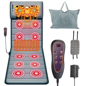Full Body Electric Massage Mat with Heat Vibration Massage Pad Cushion Back Massage Mattress Chair Pad with Neck Massage Pillow with 10 Vibration (Color: Grey)